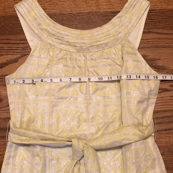 NWT! Eccoici Yellow Jacquard Sheath Dress w Waist Tie Retro Mod Party Dress - 6 - Picture 9 of 11